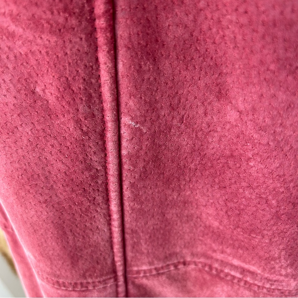 Dennis Basso Cranberry Suede Faux Fur Hooded Coat - Picture 12 of 15